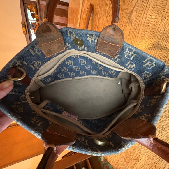 Dooney Bourke Denim Logo Small Satchel Leather Accents and Hang Tag. - Picture 2 of 16